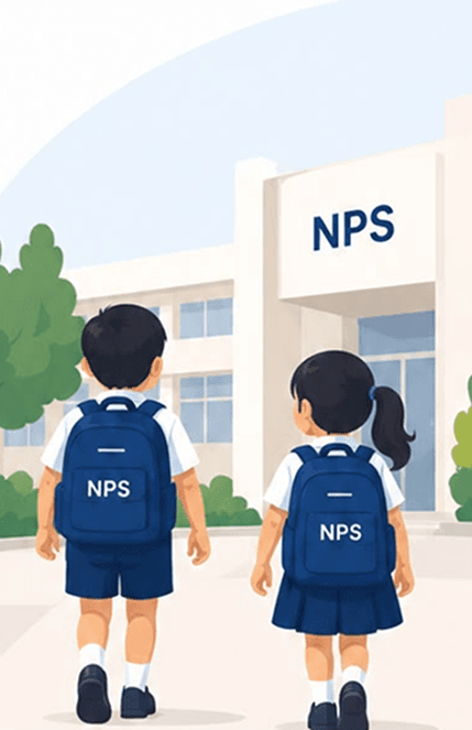 Two NPS students walking into school